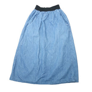 Vintage 90s Calvin Klein Sport blue denim pull on midi skirt S